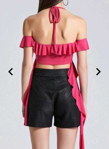 Hot Pink Ruffle Halter Top
