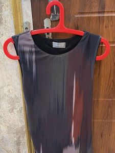 Abstract Print Sleeveless Midi Dress
