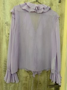 Sheer Lavender Ruffle Blouse