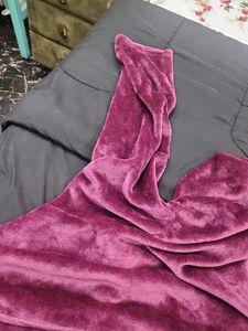 Plush Purple Blanket with Sleeves