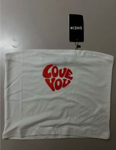 SHEIN White "Love You" Tube Top