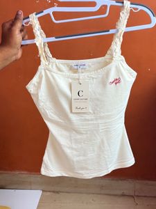 Cute "Candy Girl" Cream Cami Top