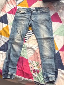 Men's Blue Washed Jogger Jeans