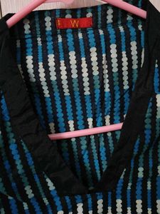 Blue &amp; Black Striped V-Neck Tunic