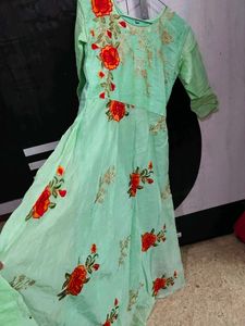 Beautifully Embroidered Mint Green Gown