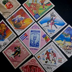 10 Vintage Diamond shaped Stamps
