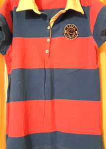 Striped Rugby Style Polo Shirt