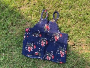 Navy Blue Floral Top