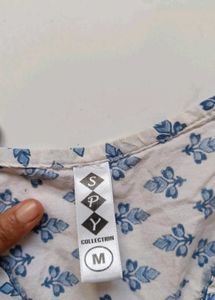 Blue &amp; White Printed Kurta