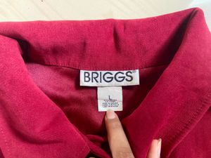 Chic Cropped Collared Red Shirt