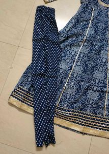 MEERA FAB ~ Pure cotton Anarkali Navy Blue 💙🎀
