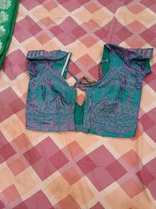 Green Silk Saree with Peacock Motif