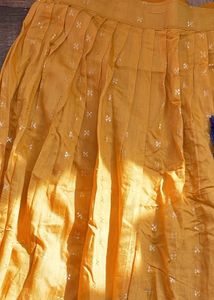 Elegant Yellow chaniya with Blue Blouse peice