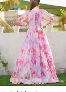 Elegant Pink Tie-Dye Maxi Dress one psc