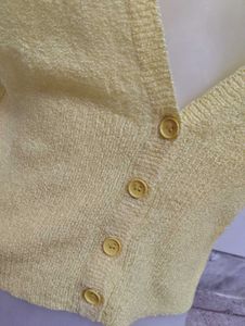 Yellow Puff Sleeve Cardigan
