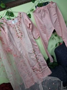 Embroidered Pink Kurta Set with Dupatta