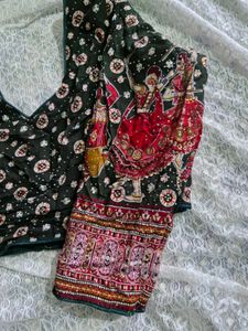 Green Lehnga with maroon duppata