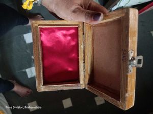 Vintage Wooden Box with Red Satin Lining