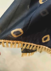 Stylish Navy Dupatta with Tassels