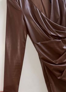 Brown Faux Leather bodycon dress