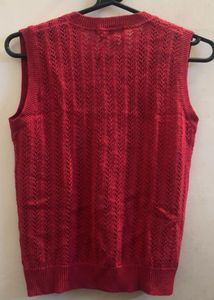 pink V-Neck Button-Up Knit Vest top