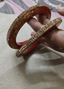 Elegant Mehroon &amp; Gold Bangles