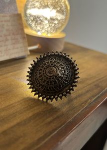 Statement Oxidized Silver Round Ring