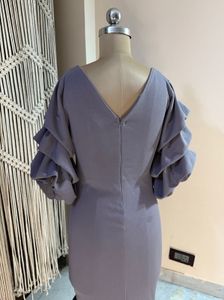 Pretty Puff Sleeves Slit Dress