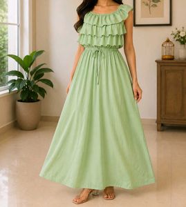 Off Shoulder Ruffle Maxi Dress