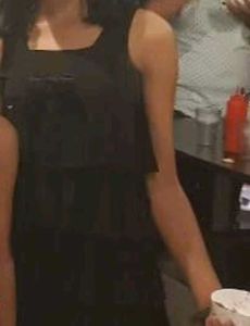 Frill layered black party wear top