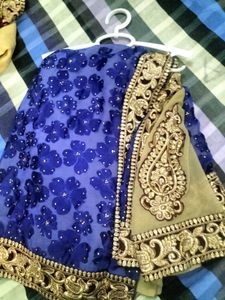 Stunning Royal Blue Floral Saree