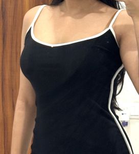 Black Sporty Dress with White Trim