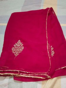 Elegant Pink Embroidered Saree