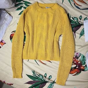 Mustard Knit Heart Sweater
