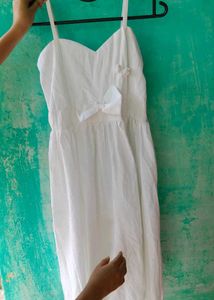 Cute White Bow Detail Dress