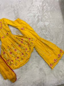 Vibrant Yellow Embroidered 3-Piece Anarkali / Shar