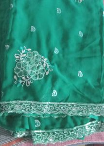 Elegant Green Embroidered Saree