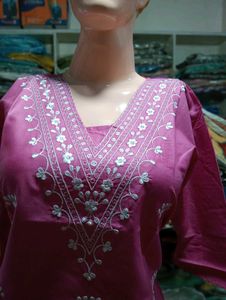 V Neck Embroidery Work Kurti