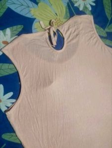 Peach Sleeveless Top with Pocket Detail