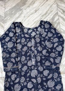 Blue Floral Print Kurta