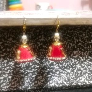 Red Jhumka Earrings