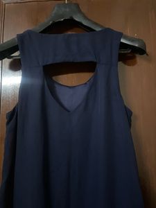 Elegant Navy Blue Ruffle Dress