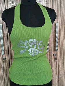Green Ribbed Halter Top