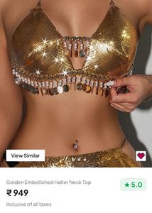 Golden Sequined Top with Coin Embellishment