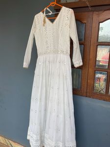 Elegant White Embroidered Anarkali Suit