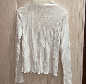 Off-White Ribbed Long Sleeve Top