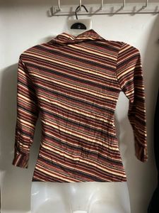 Retro Striped Collared Top