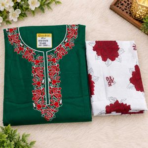 Embroidered Green Kurta Set with Dupatta