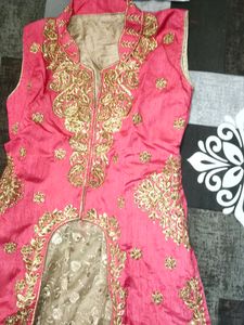 Pink And Golden Kurta Set