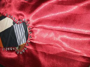 Maroon Satin Fabric with Mirror Work